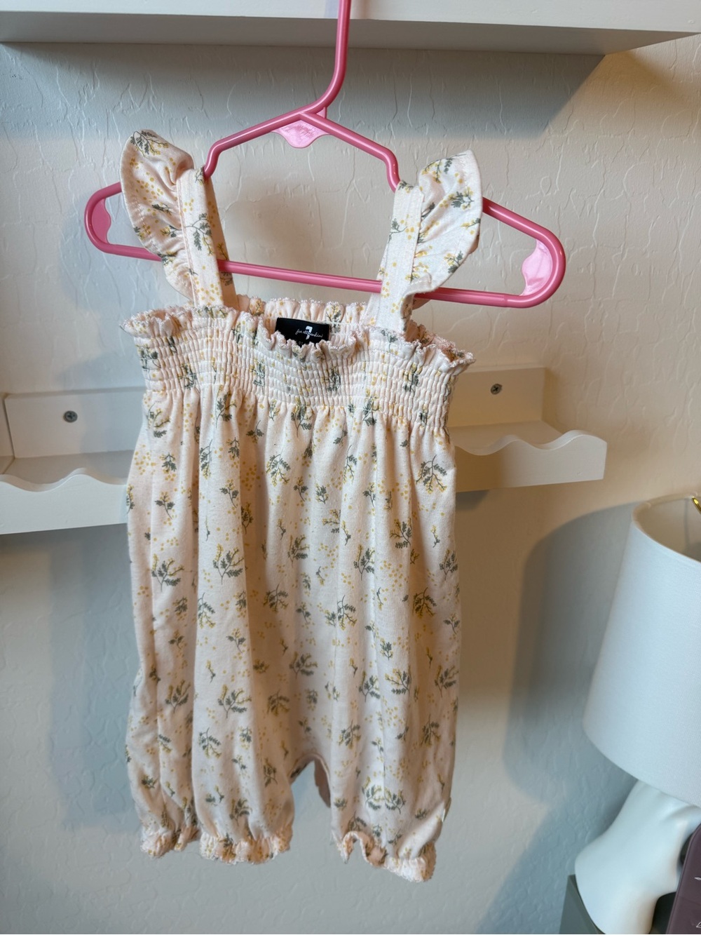 7 for All Manking Floral Smocked Romper